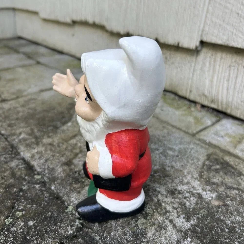Vtg Ceramic Christmas Santa Coin Bank Gnome Set Retro Holiday Kitschy Christmas
